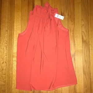 Coral Rouched Sleeveless Shell - Ann Taylor